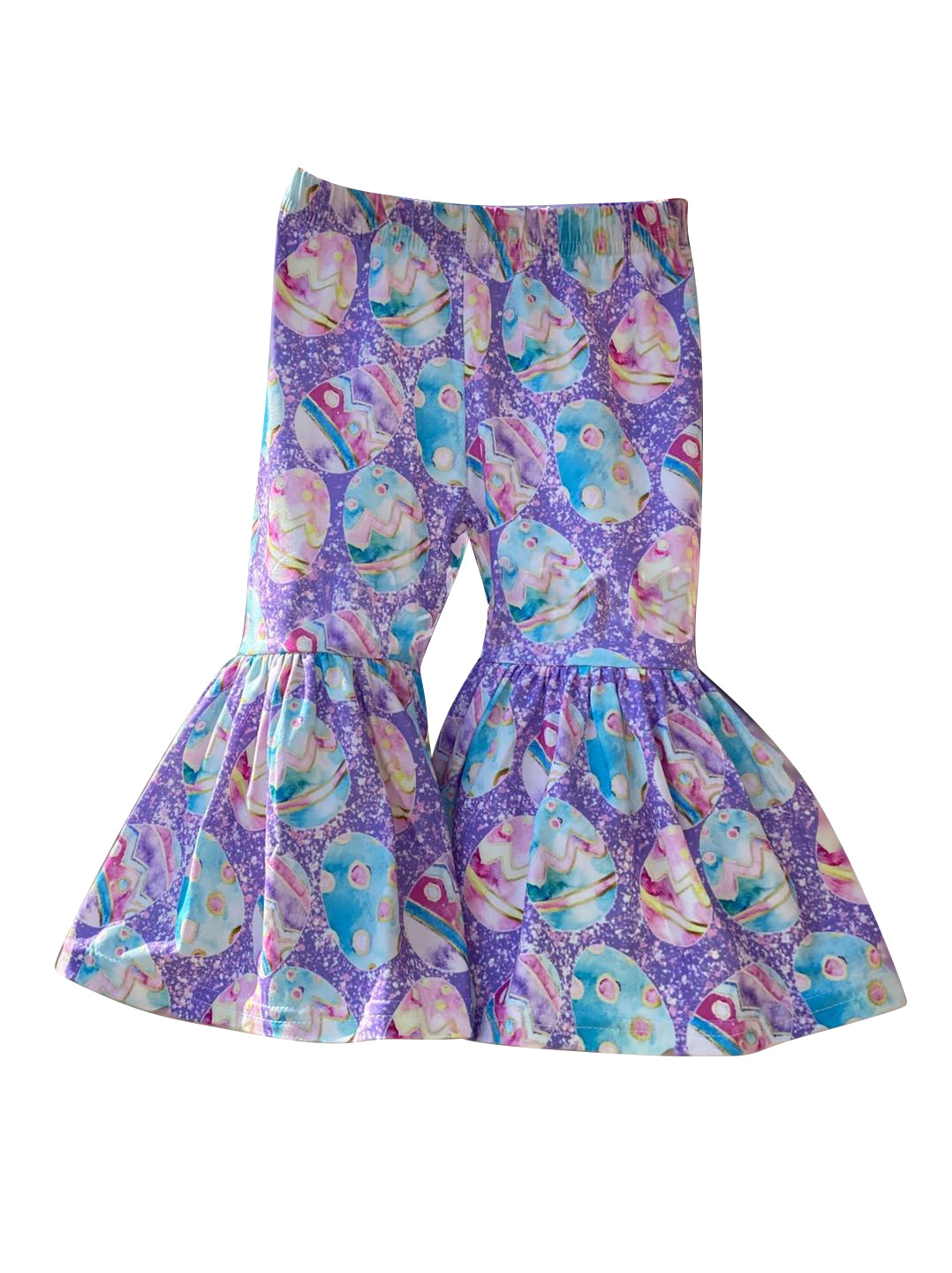 MOQ 5 PCS Preorder P1021 Easter Colored Eggs Bell Bottom Pants Girls Pants 202512