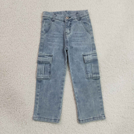P1049 Western Girl & Boy Cargo-Style Pocket Denim Jeans 202606 RTS