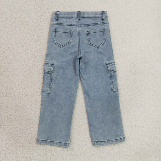 P1049 Western Girl & Boy Cargo-Style Pocket Denim Jeans 202606 RTS