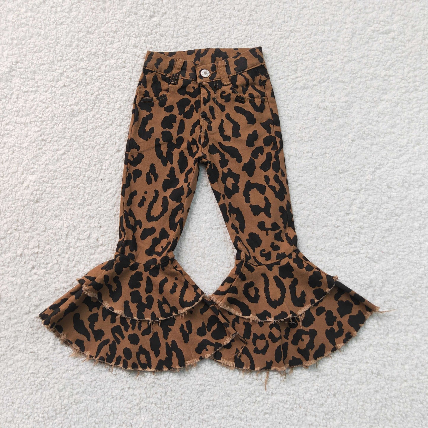 P1050 Leopard Brown Bell Bottom Pants Girls Pants 202607 RTS