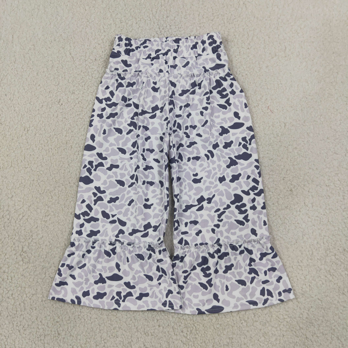 P1054 Hunting Camo Ruffles Girls Wide Leg Pants