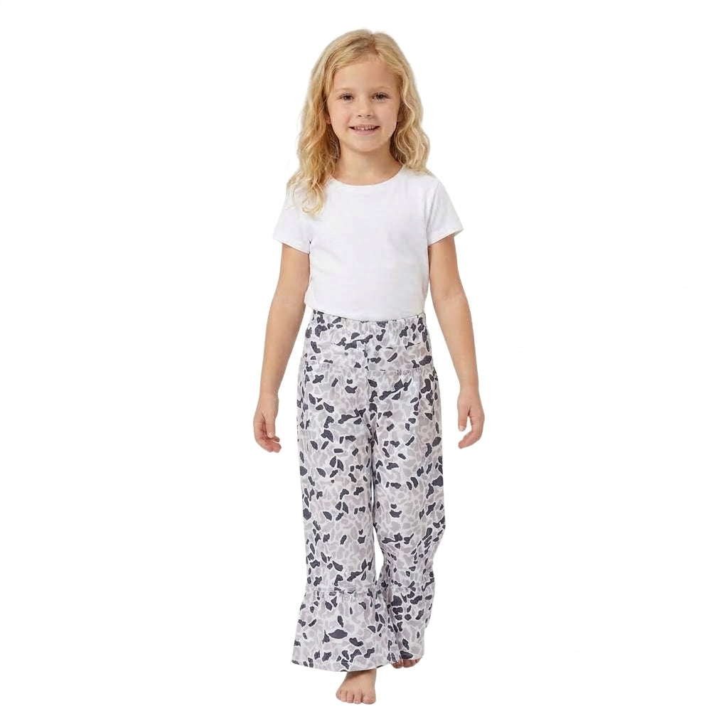 P1054 Hunting Camo Ruffles Girls Wide Leg Pants