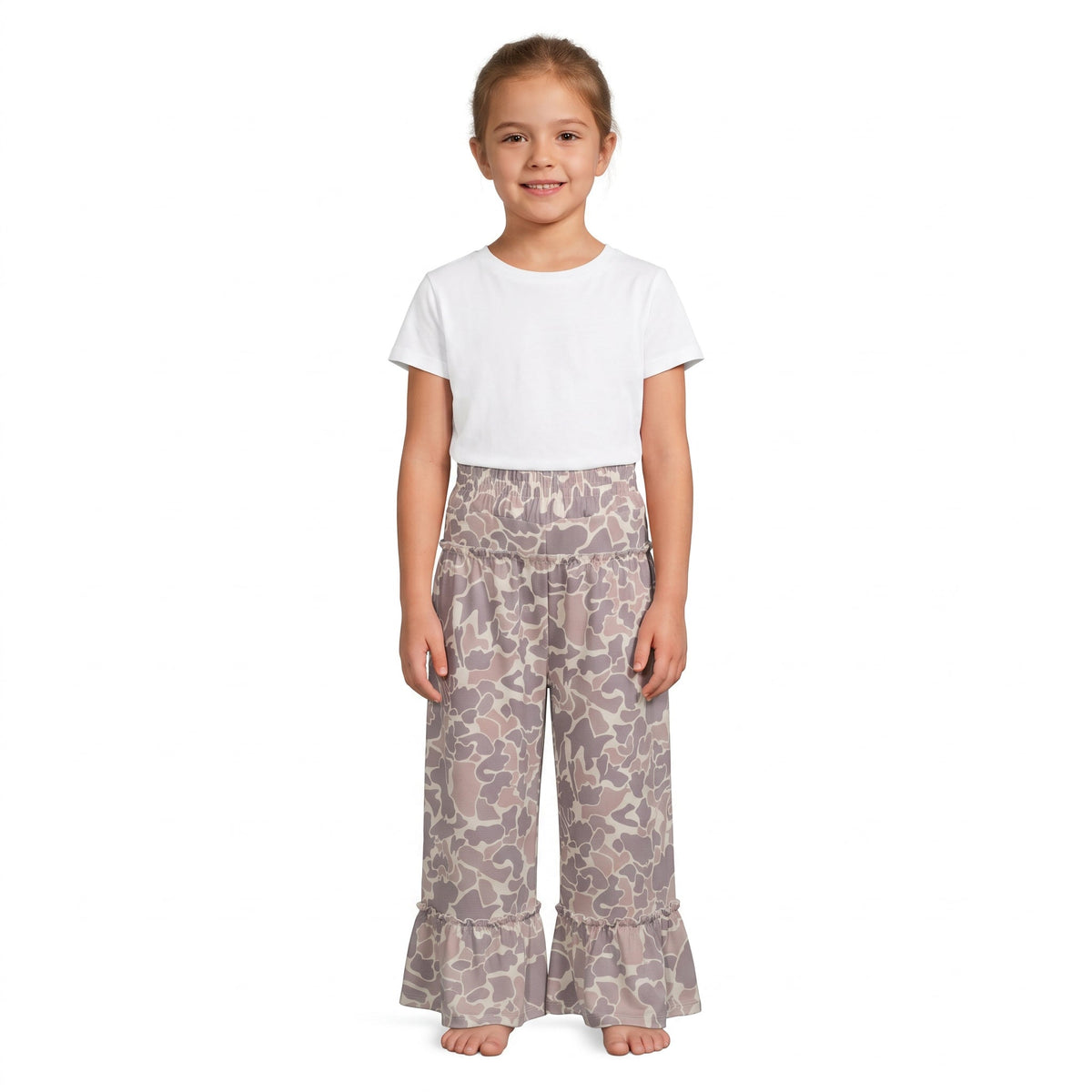 P1053 Hunting Camo Gray Brown Women Adult's Yoga Wide Leg Pants