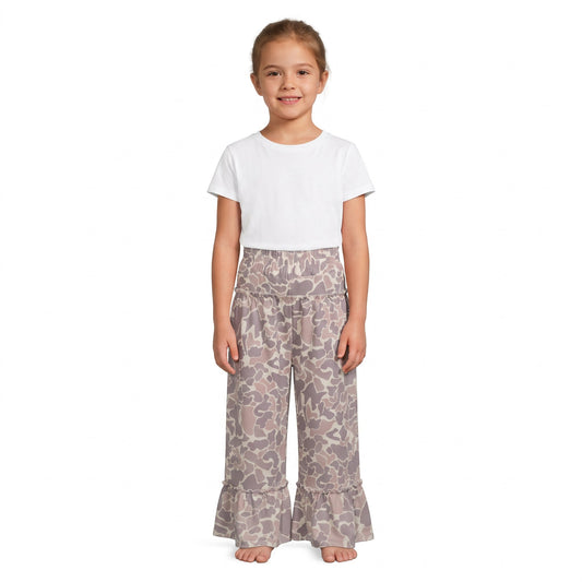 P1053 Hunting Camo Gray Brown Women Adult's Yoga Wide Leg Pants