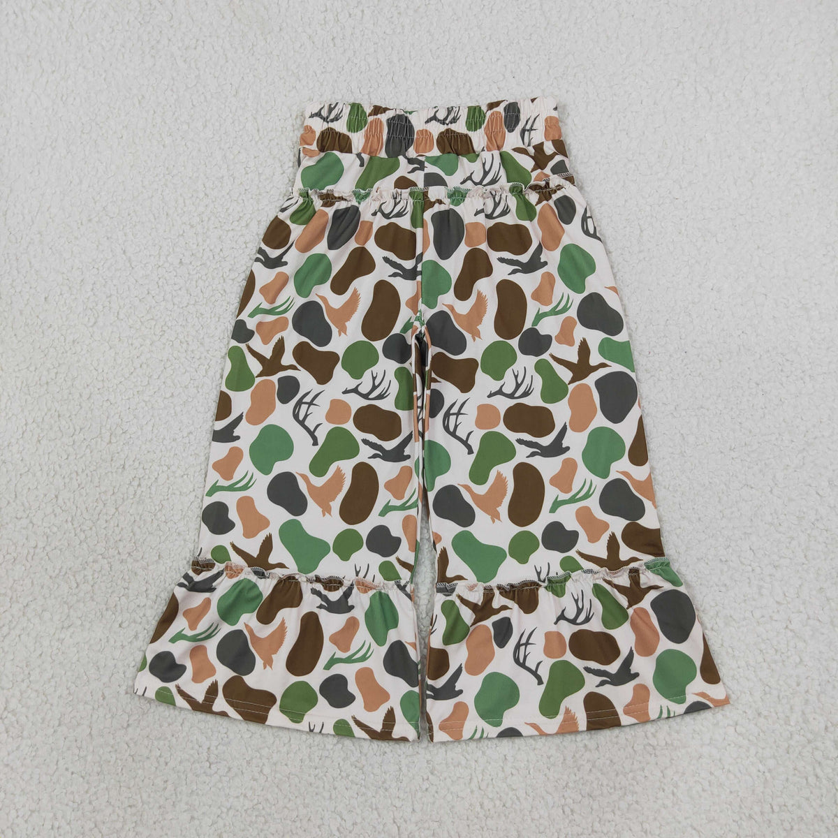 P1065 Hunting Camo Ruffles Girls Wide Leg Pants