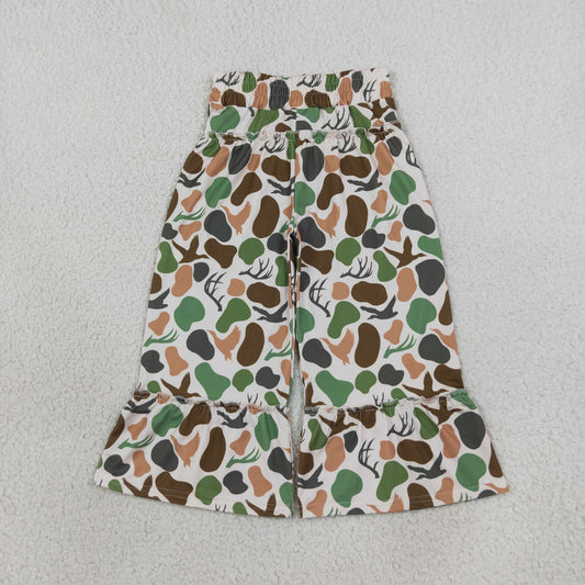 P1065 Hunting Camo Ruffles Girls Wide Leg Pants