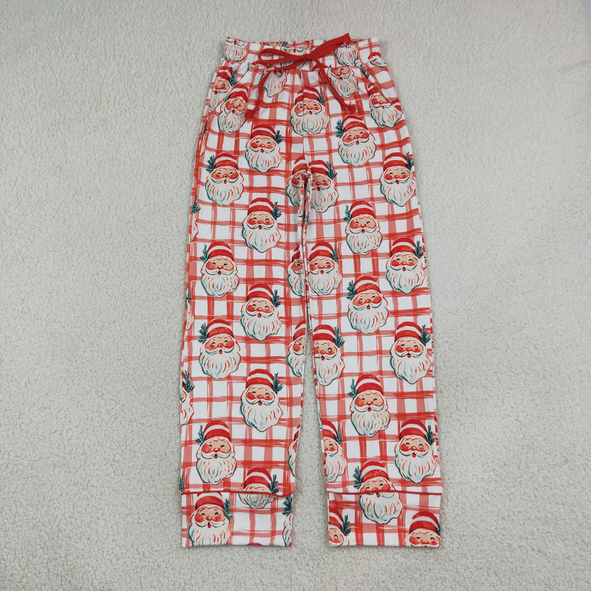 P1096 Christmas Santa Plaid Women Adult's Sleeper Pants