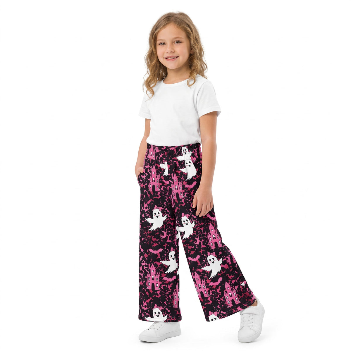 P1134 Halloween Bats Ghost Camo Girls Wide Leg Pants 202609 RTS