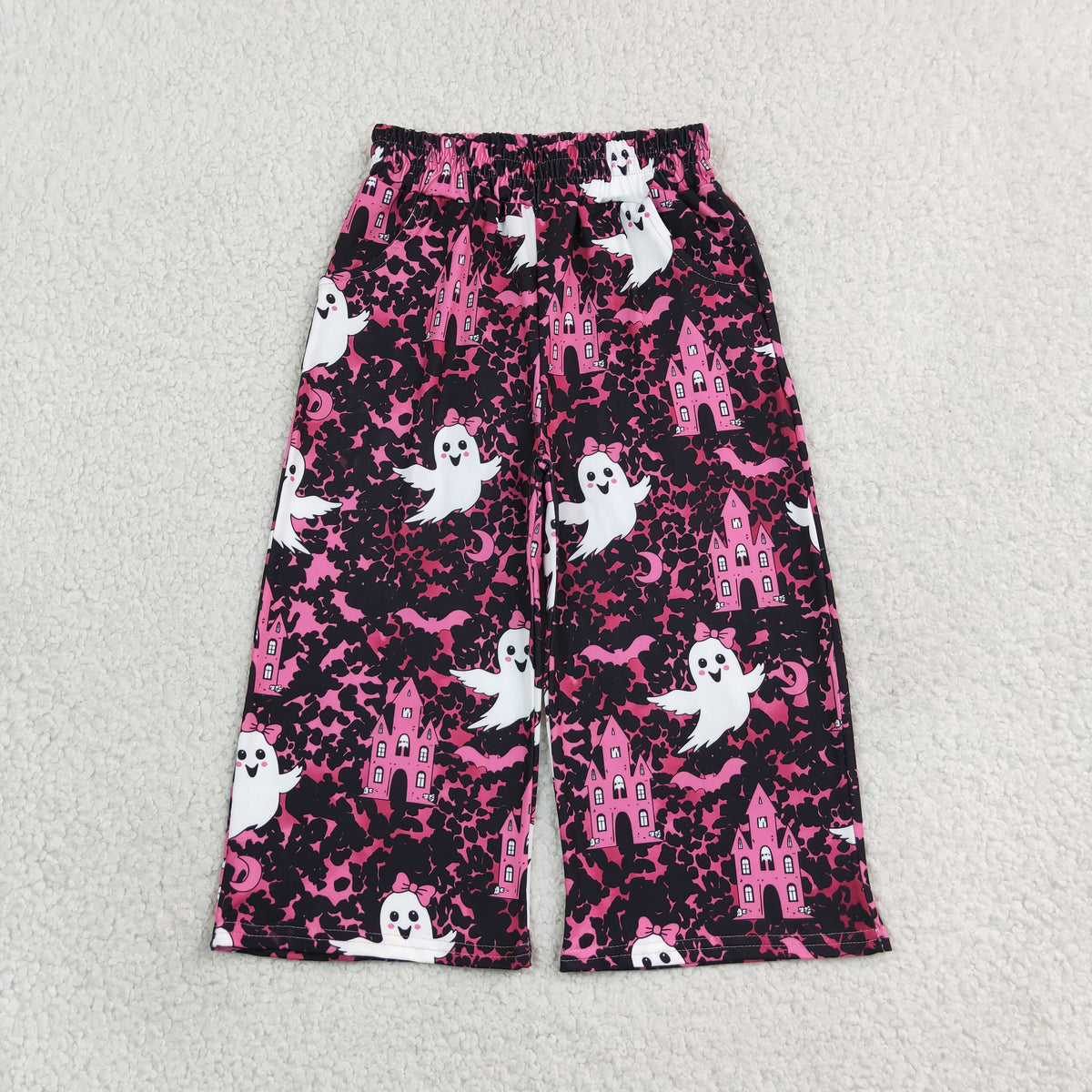 P1134 Halloween Bats Ghost Camo Girls Wide Leg Pants 202609 RTS