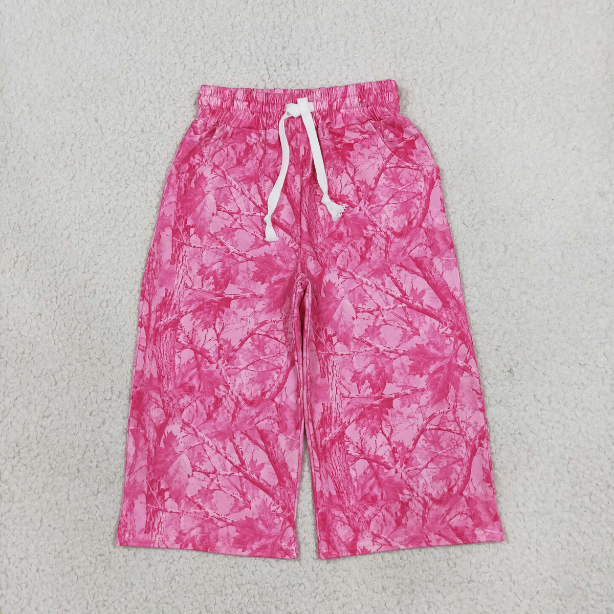 P1137 Hunting Leaves Rose Red Girls Wide Leg Pants