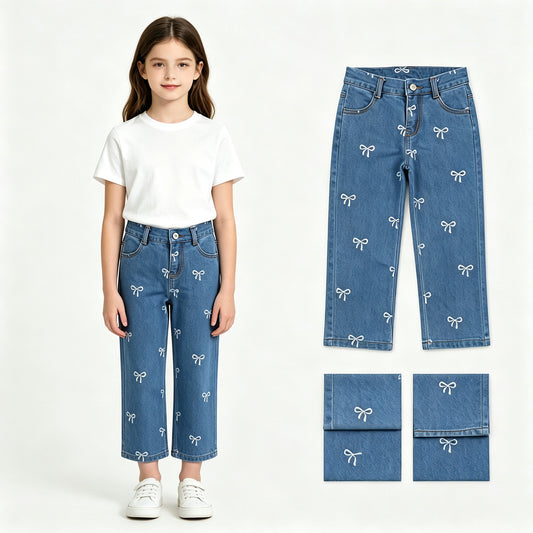 P1149 Bows Pattern Girl Denim Jeans 202608 RTS