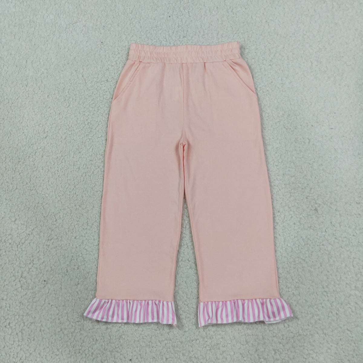 P1151 Pink Stripe Ruffles Girls Pants