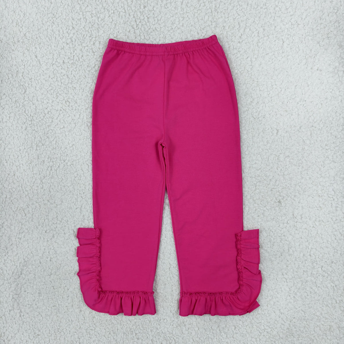 P1161 Solid Rose Red Ruffles Girls Pants