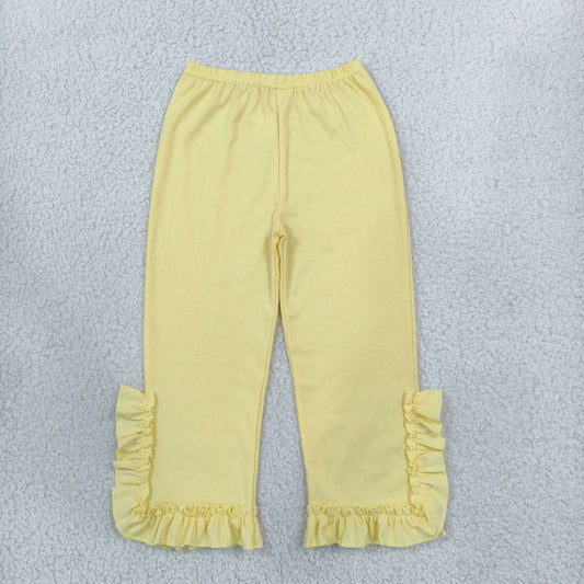 P1163 Solid Yellow Ruffles Girls Pants