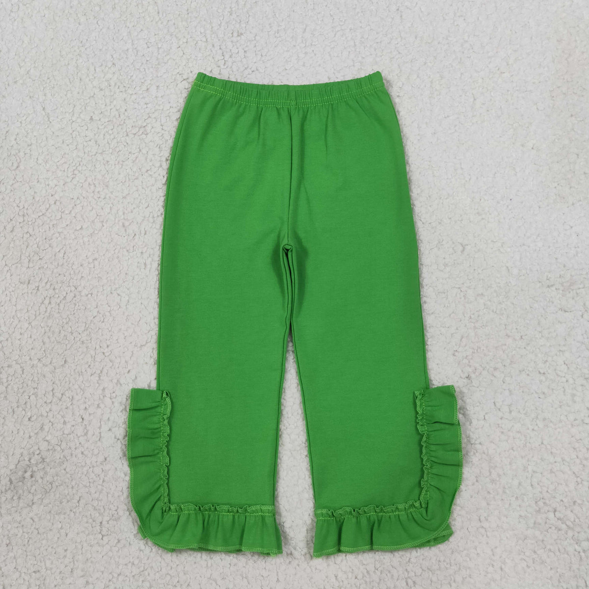 P1165 Solid Green Ruffles Girls Pants