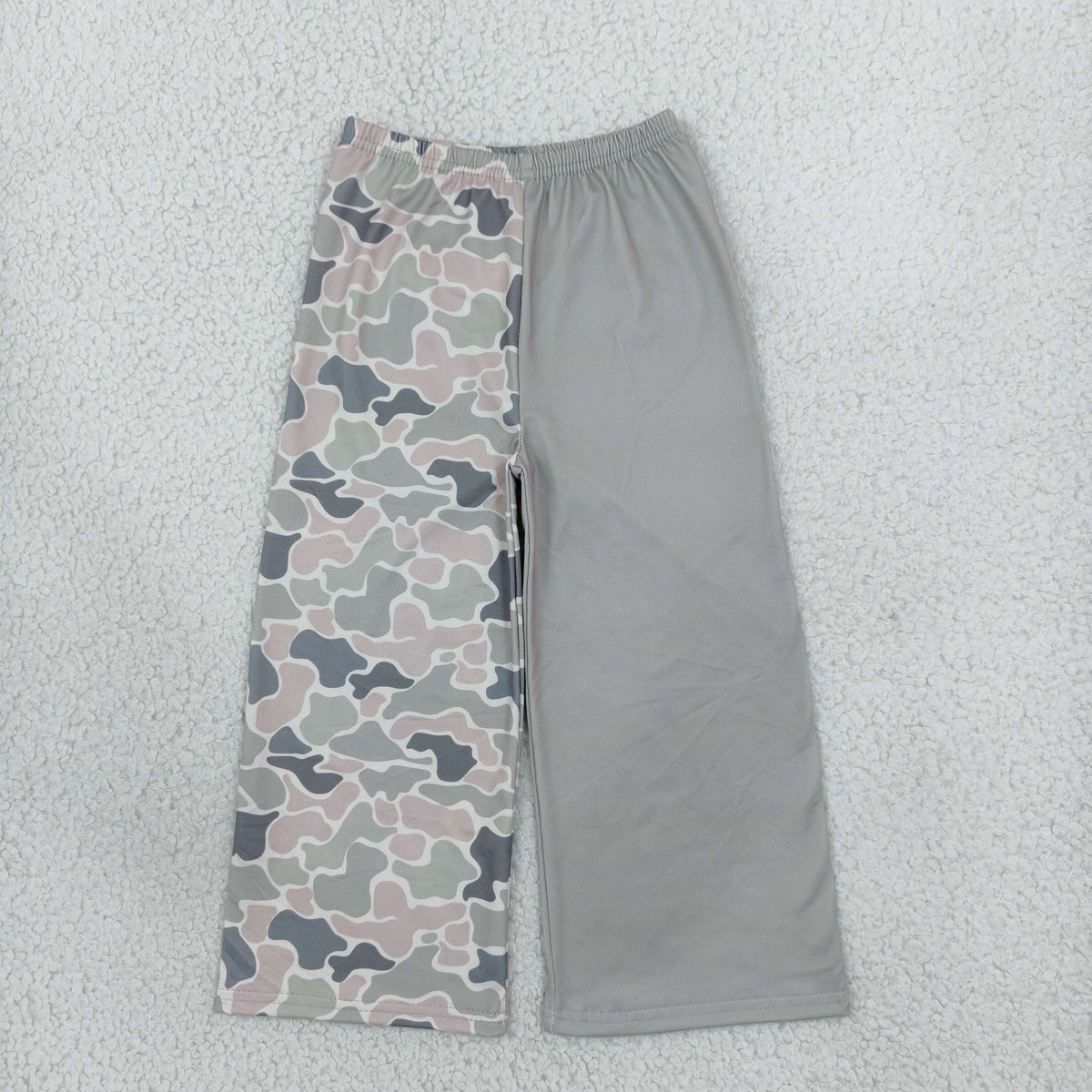 P1226 Hunting Camo Gray Green Girls Wide Leg Pants