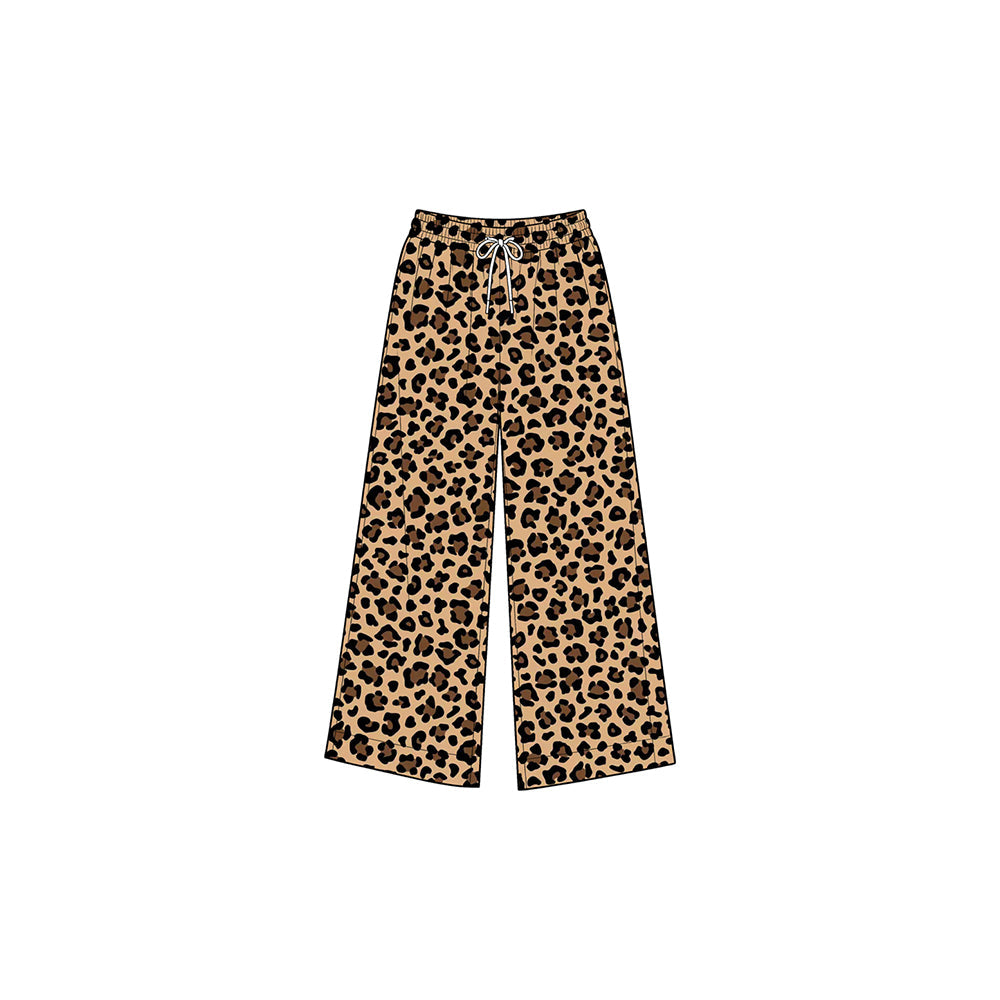 Preorder MOQ 5 pcs Each Style Fashion Leopard Print Girls Wide Leg Pants 202609