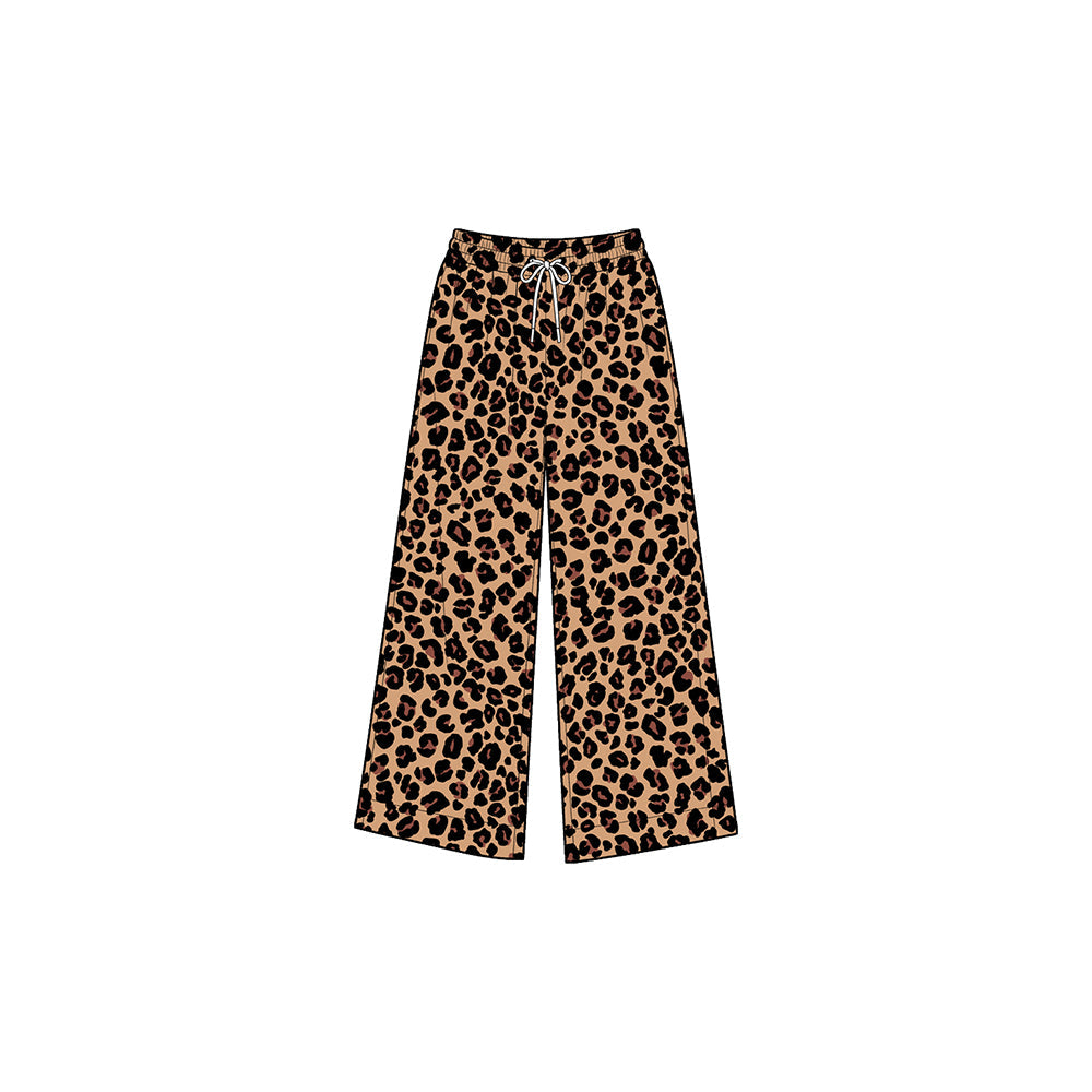 Preorder MOQ 5 pcs Each Style Fashion Leopard Print Girls Wide Leg Pants 202609