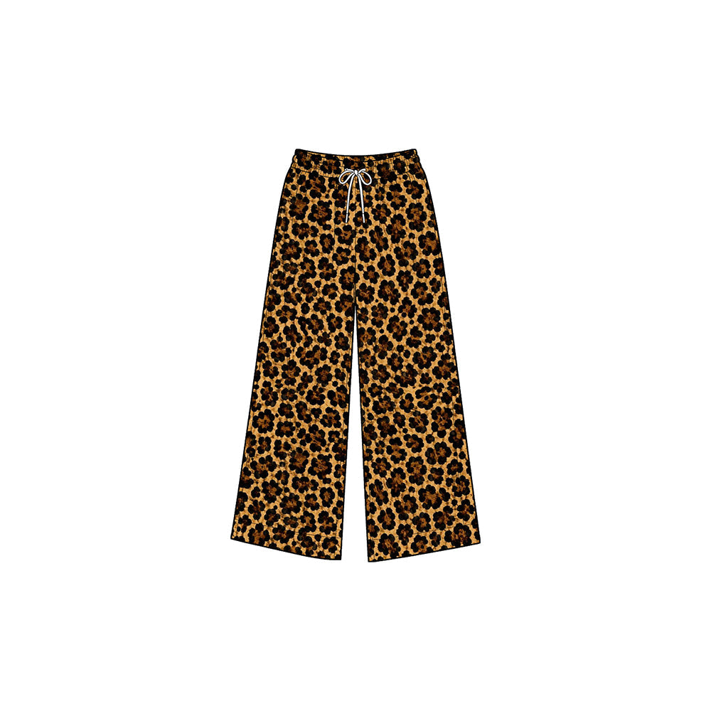 Preorder MOQ 5 pcs Each Style Fashion Leopard Print Girls Wide Leg Pants 202609