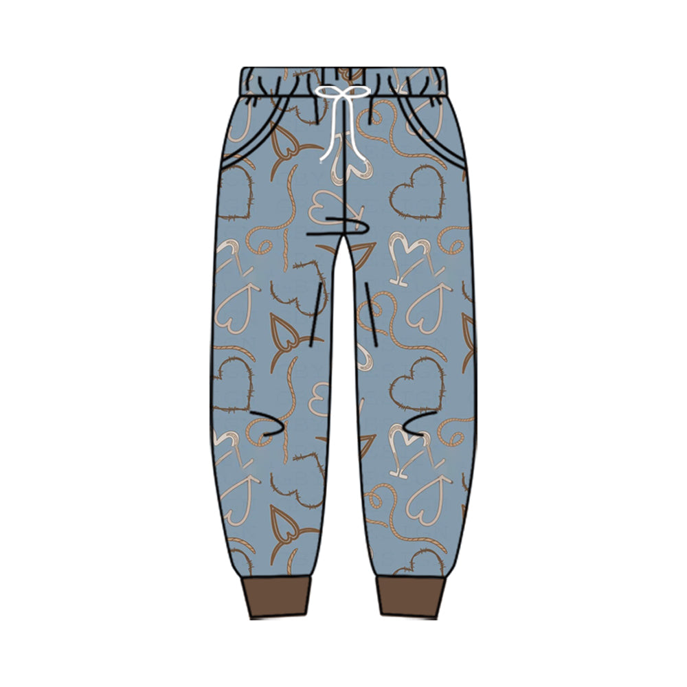 Preorder MOQ 5 pcs Each Style Valentine's Day Love Gray Blue Kids Matching Clothes