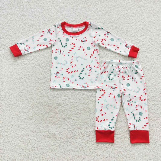 BLP0253 Christmas Red Green Cartoon Boys Long Sleeve Pants Outfits Pajamas