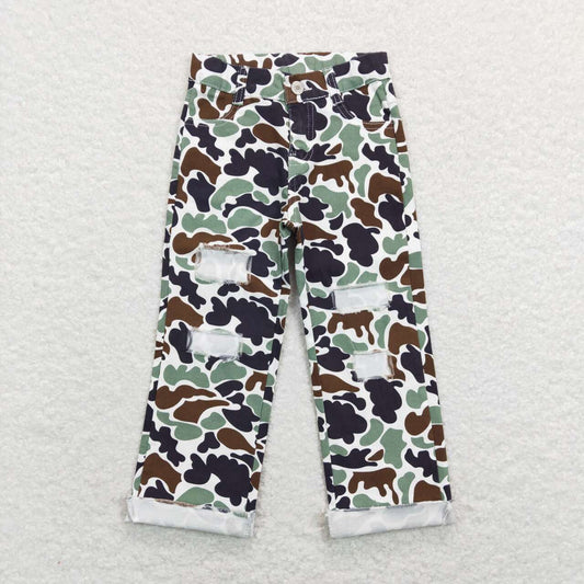 P0413 Green leopard Girls Denim Jeans