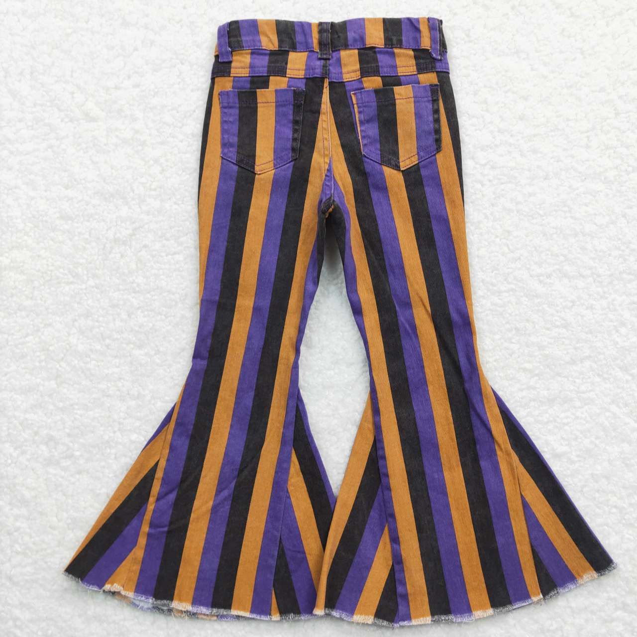 P0157 Purple Yellow Striped Girls Bell Pants Denim Jeans