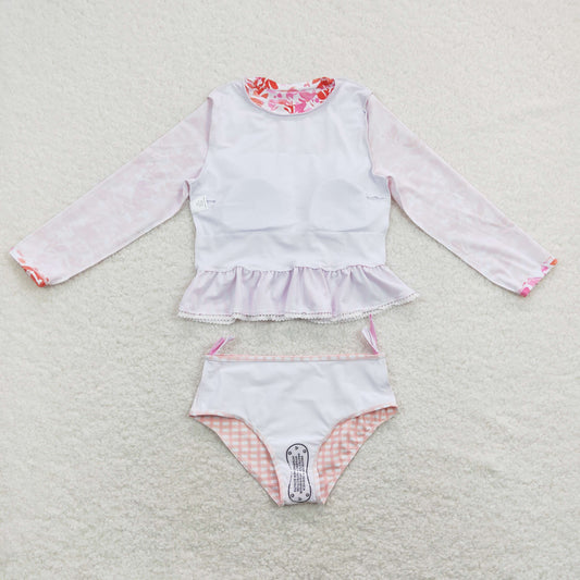 S0166 Pink Floral Girls Swimming Bathing Suits Swimsuits RTS 202507