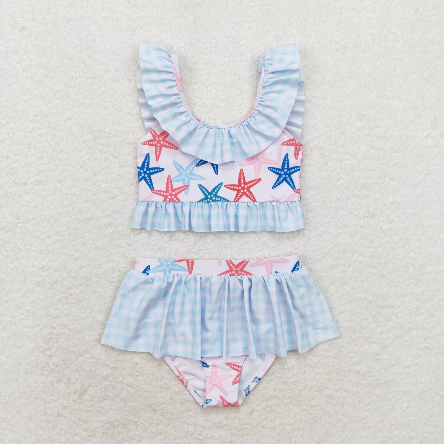 S0240 Starfish check lace swimsuit set high quality