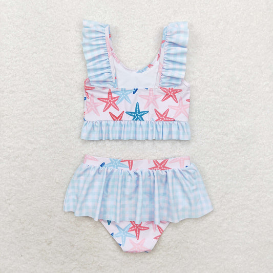 S0240 Starfish check lace swimsuit set high quality