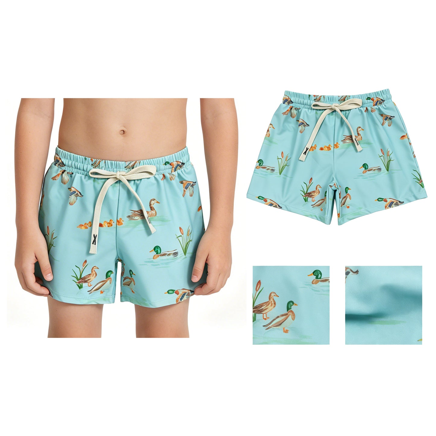 New S0266 duck hunting clothes mint green boys swim trunks 202605 RTS
