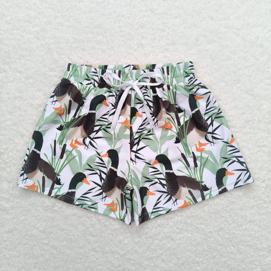 S0267 Duck white swimming trunks High quality baby swimwear custom print