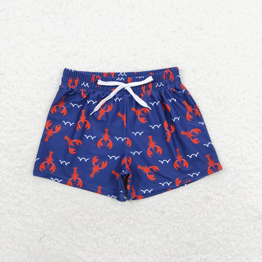 S0270 Red crayfish navy blue swimming trunks high quality wholesale boy swimwear