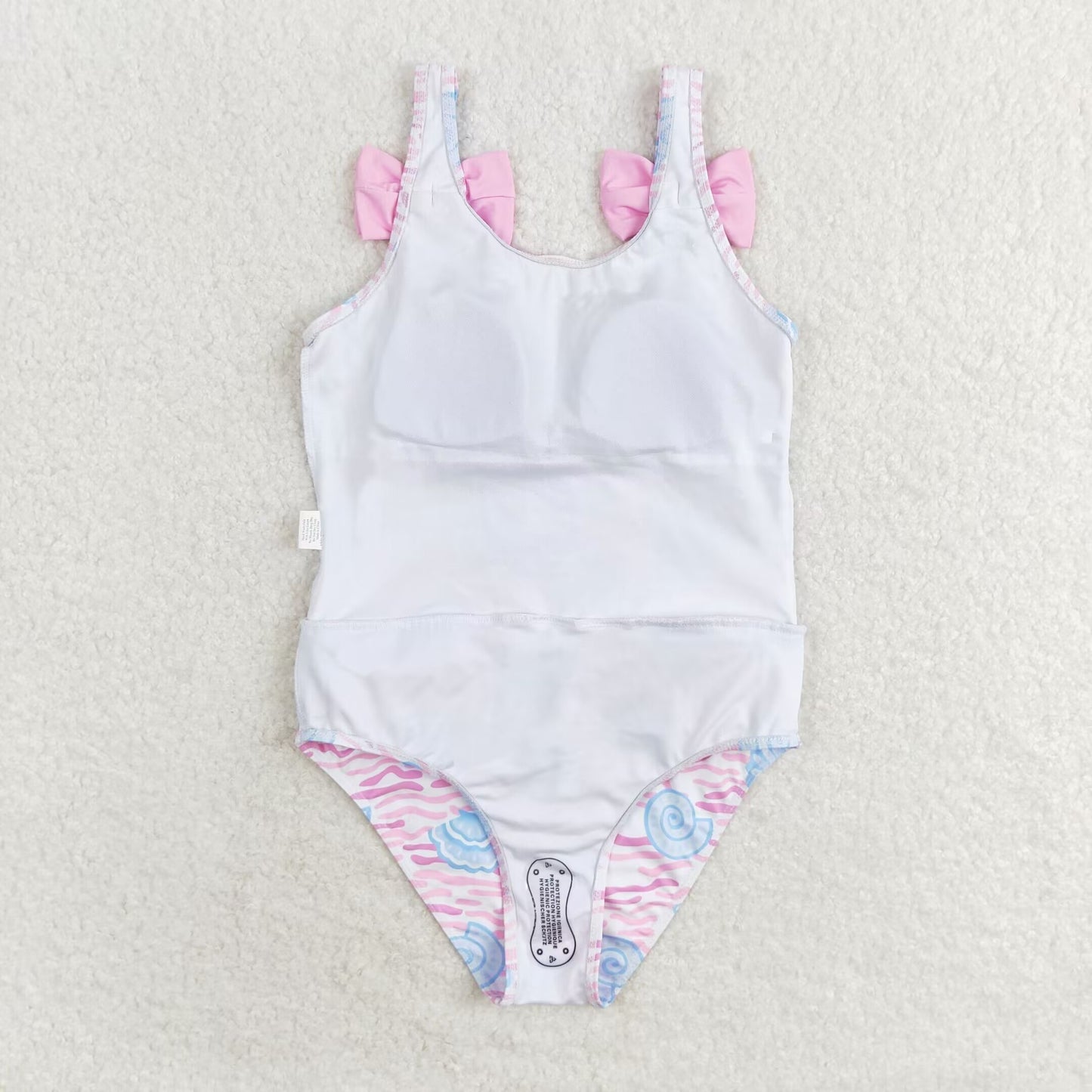 S0274 RTS Shell Wave pink bow one-piece swimsuit