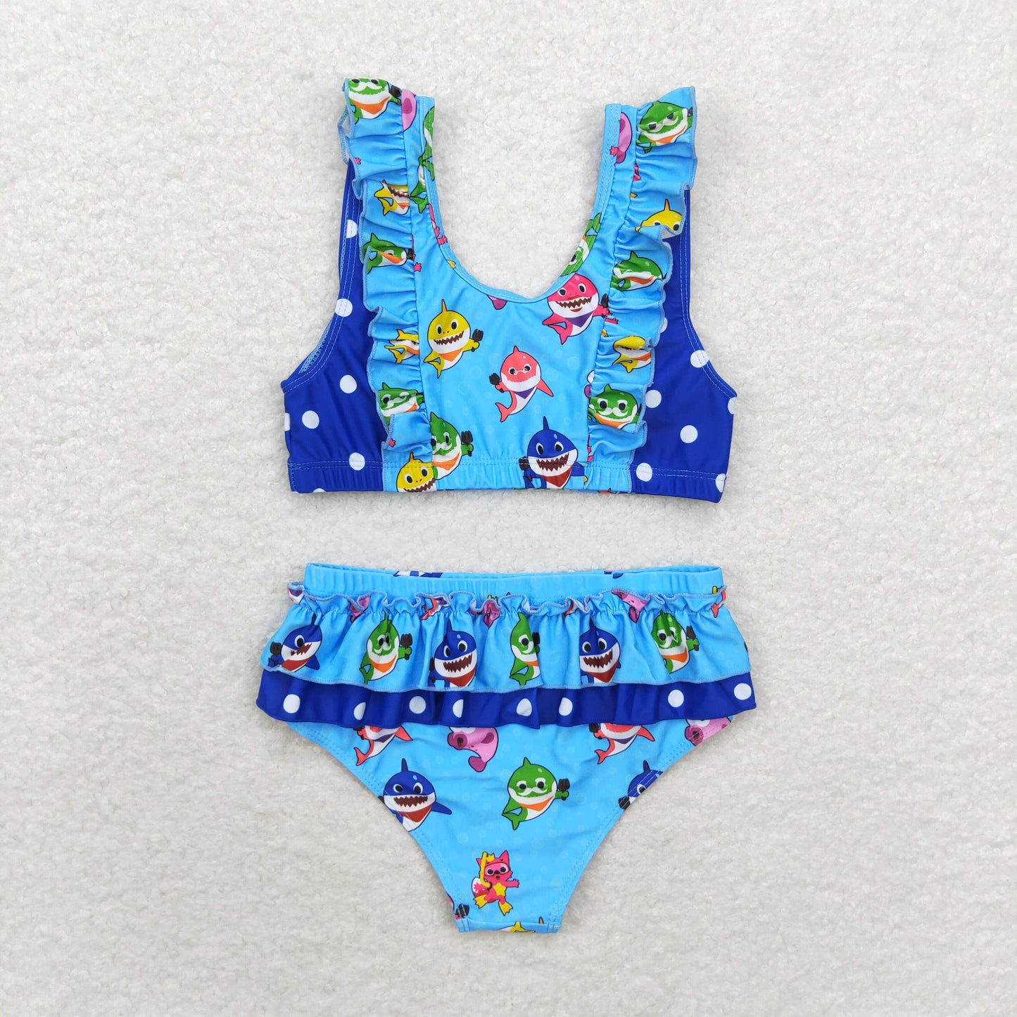 S0280 baby shark Cartoon Shark Blue swimsuit set High quality