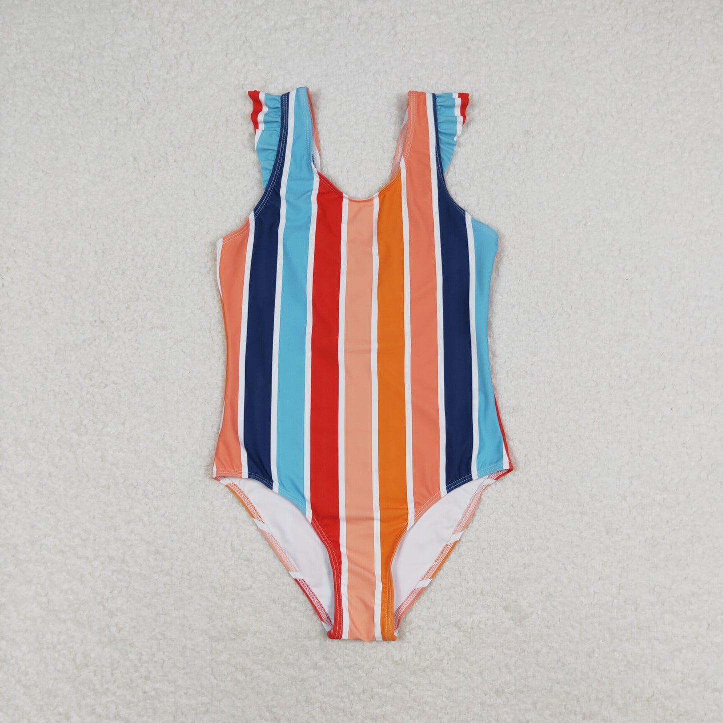 S0341 Color striped one-piece swimsuit of high quality kids swimwear for girls