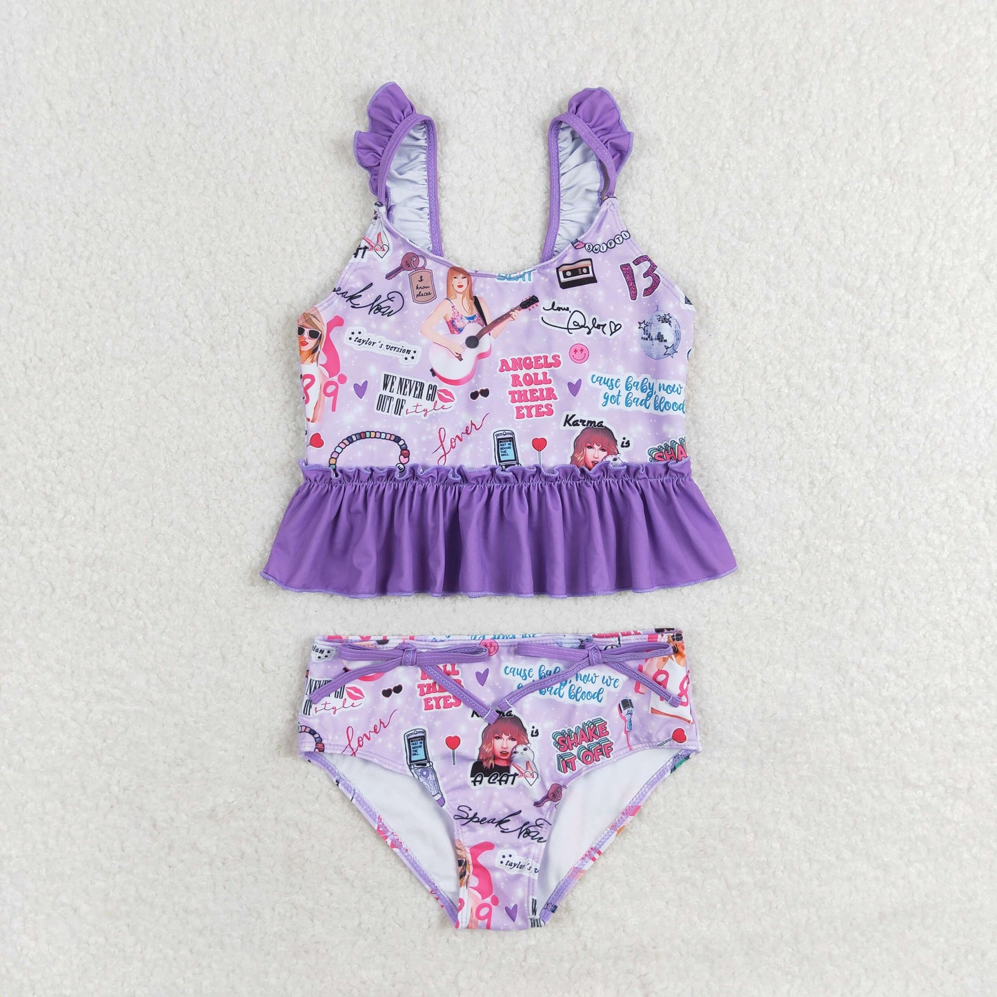 S0389 RTS swift Purple Lace swimsuit set