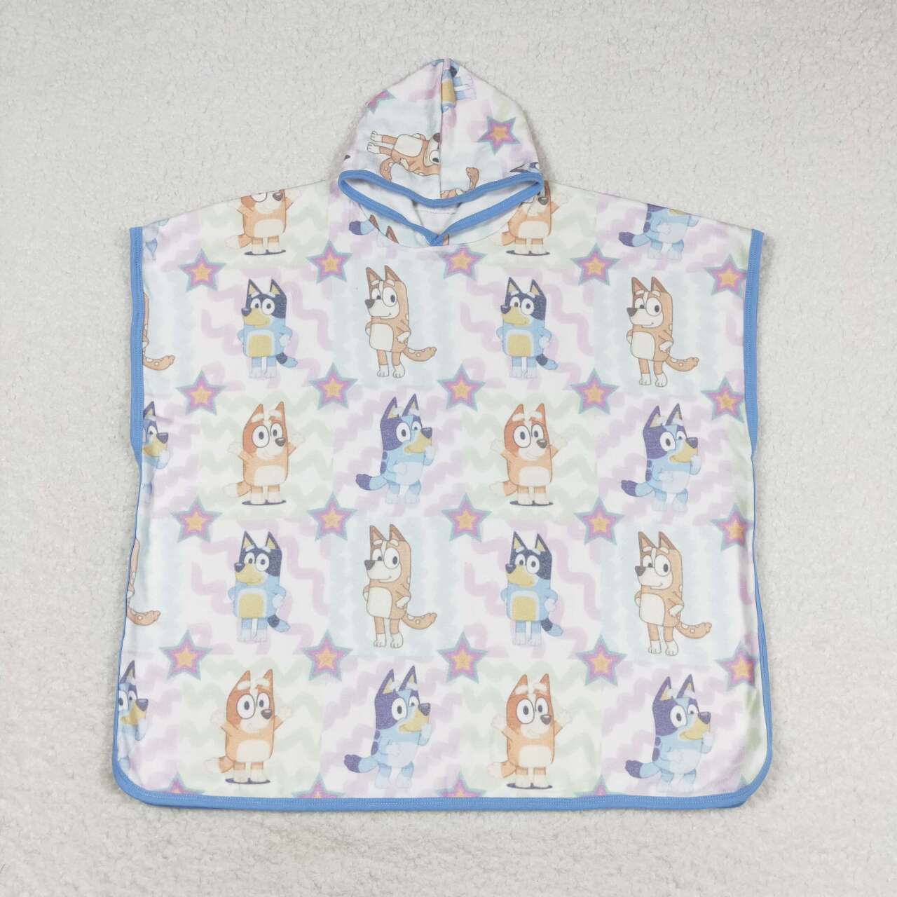 S0391 bluey Star check hooded bathrobe