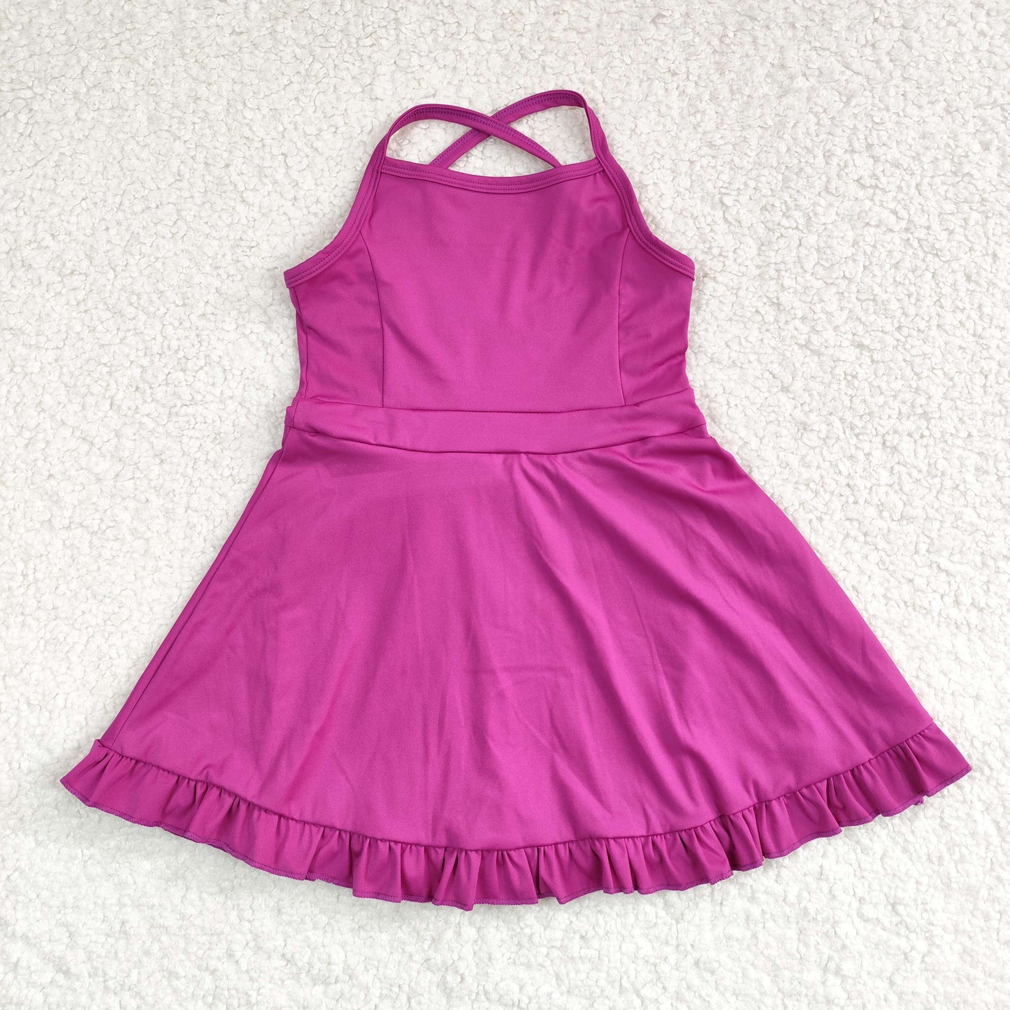 S0441 NO MOQ Solid color purple sports dress swimsuit high quality athletic dress