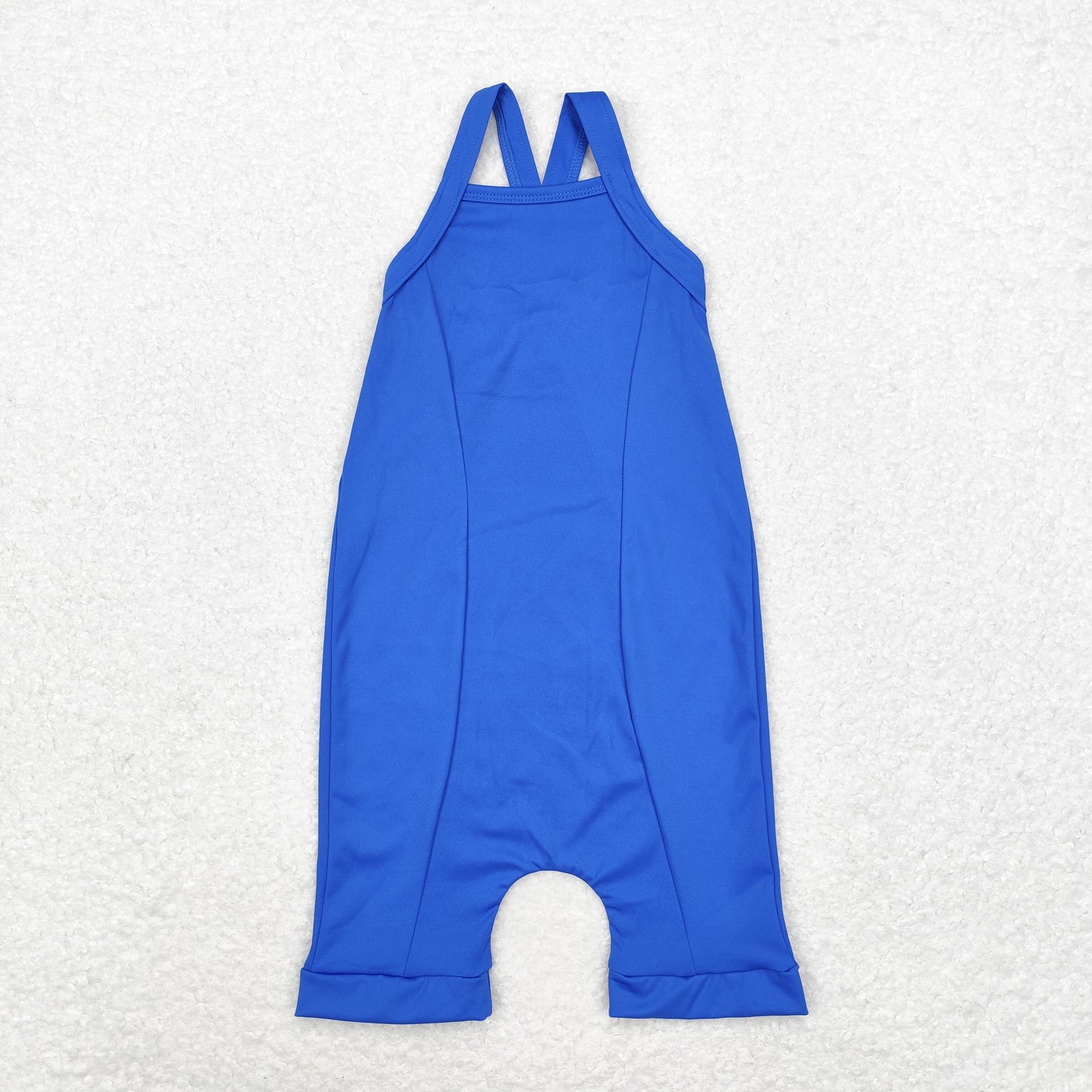 S0452 Solid blue one-piece yoga dress