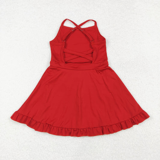 S0453 Solid color red sports dress type swimsuit high quality wholesale