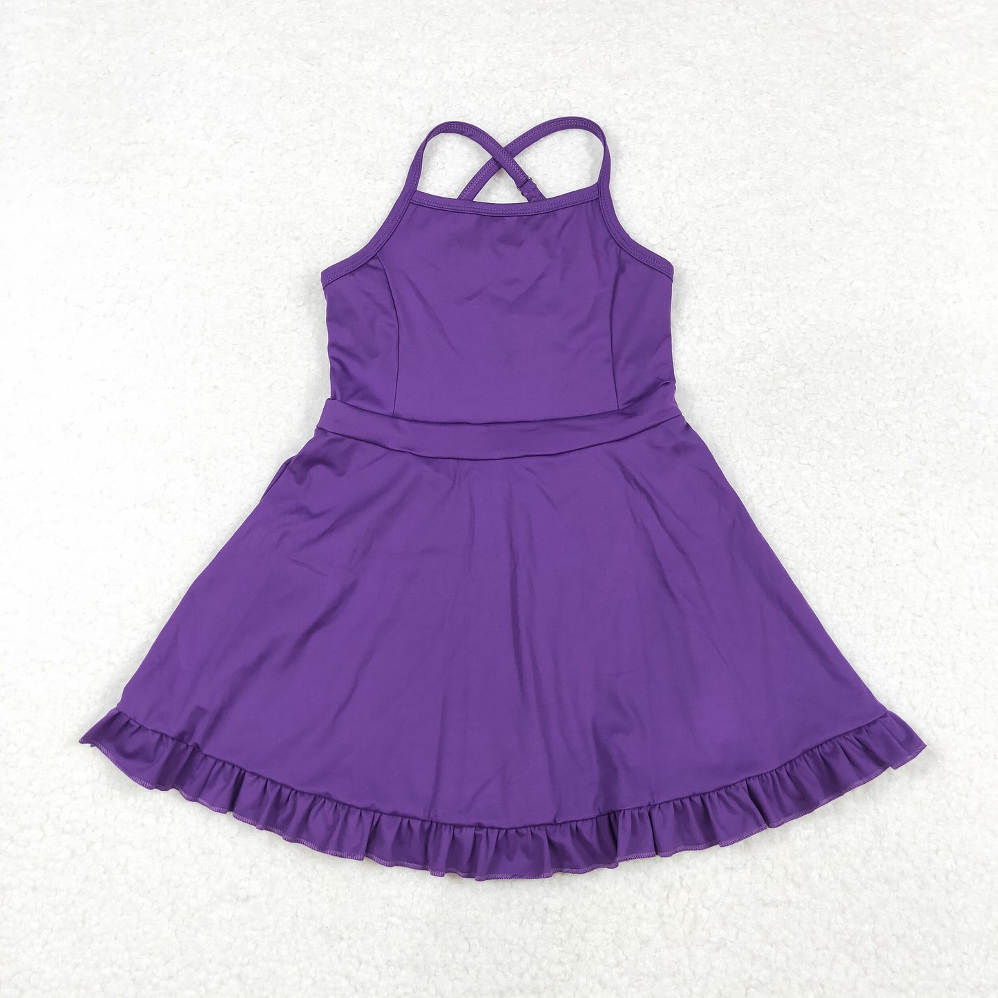 S0454 Solid color purple sports dress swimsuit high quality wholesale