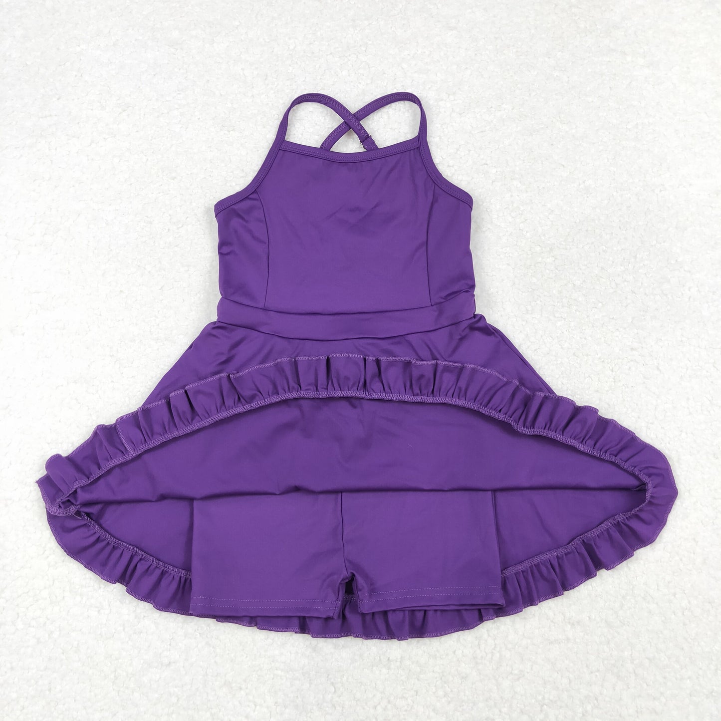 S0454 Solid color purple sports dress swimsuit high quality wholesale