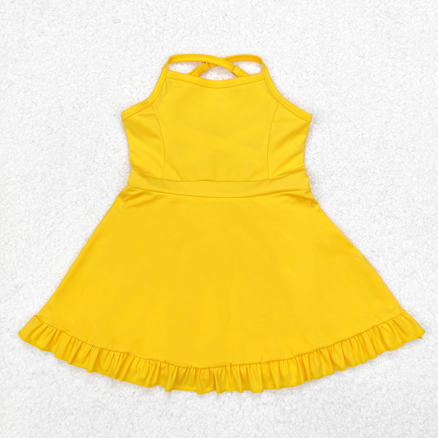 S0455 Solid yellow tracksuit dress