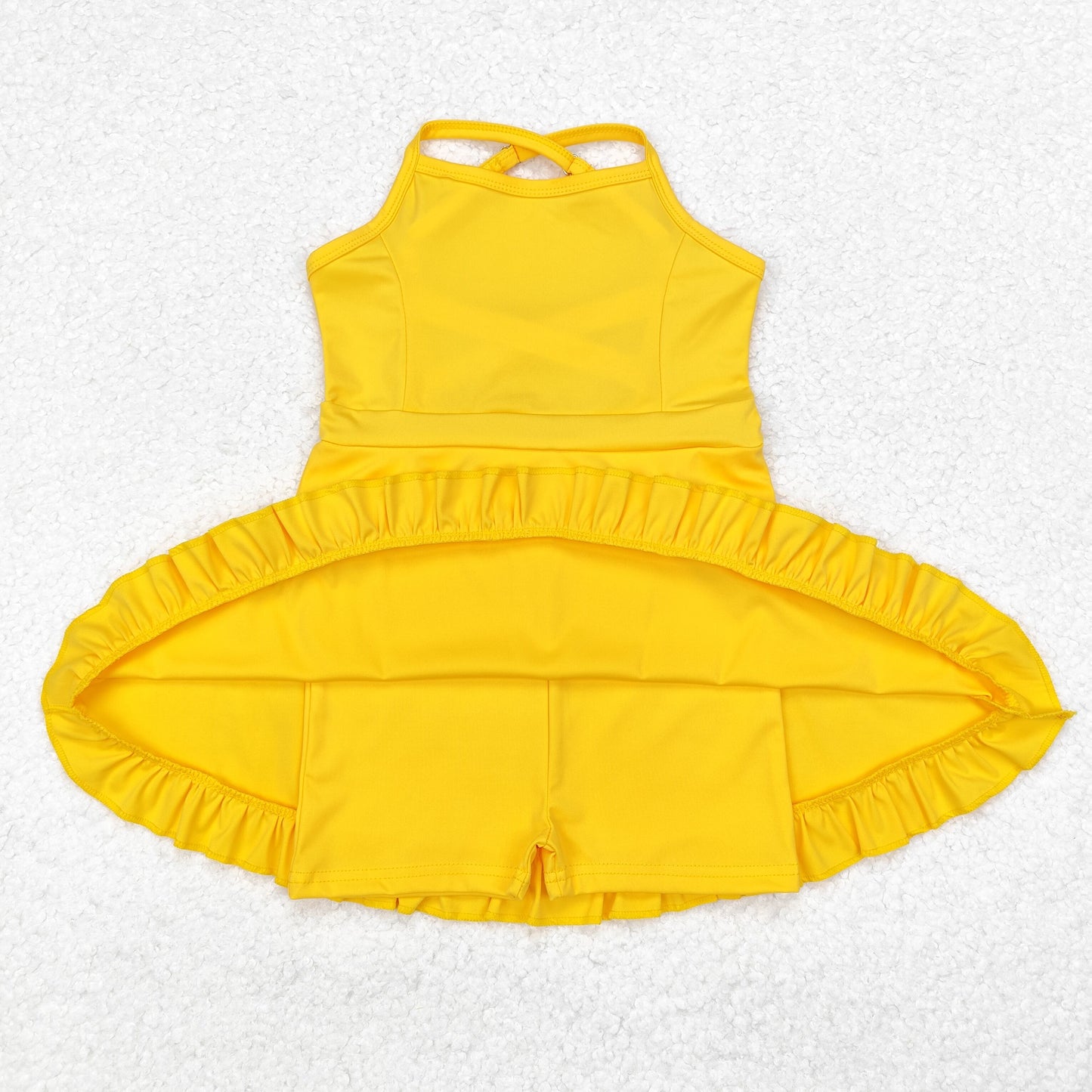 S0455 Solid yellow tracksuit dress