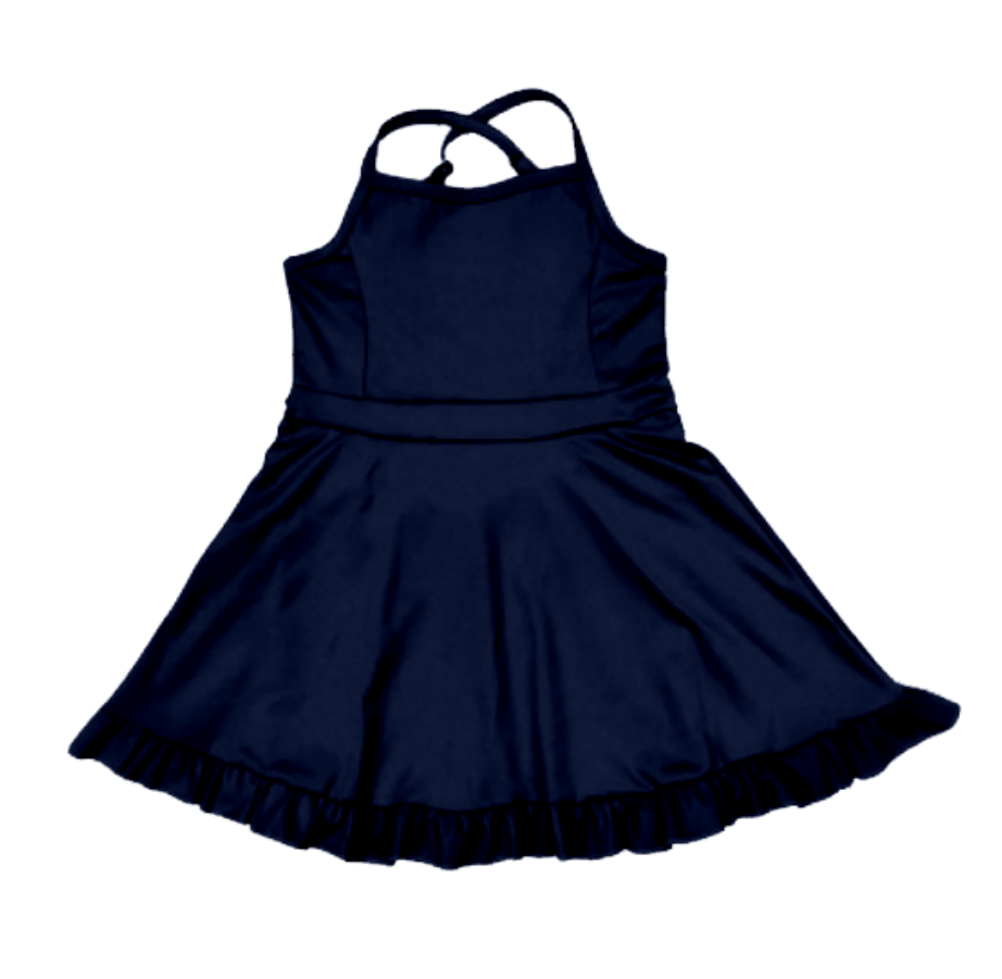 Preorder S0456 Solid color navy blue sportswear dress style swimsuit