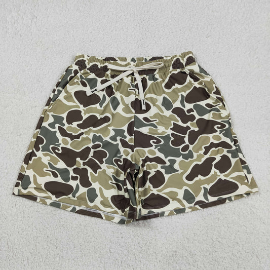 New S0474 Adult Man Swimwear Gray Green Brown Camouflage Swim Trunk 202605 RTS