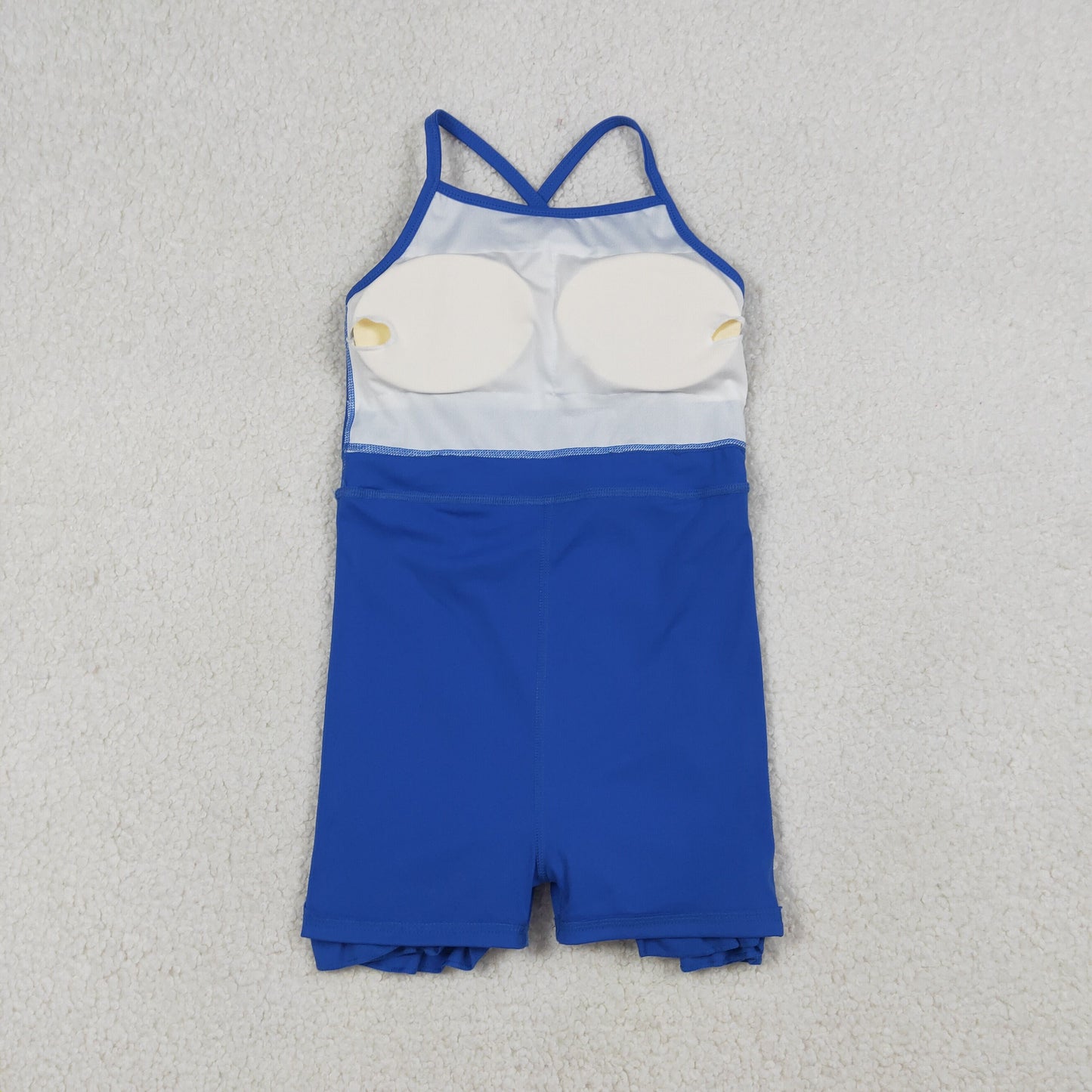 NEW S0551 Solid Blue Ruffle Halter Yoga Dresses for Girls 202603 RTS