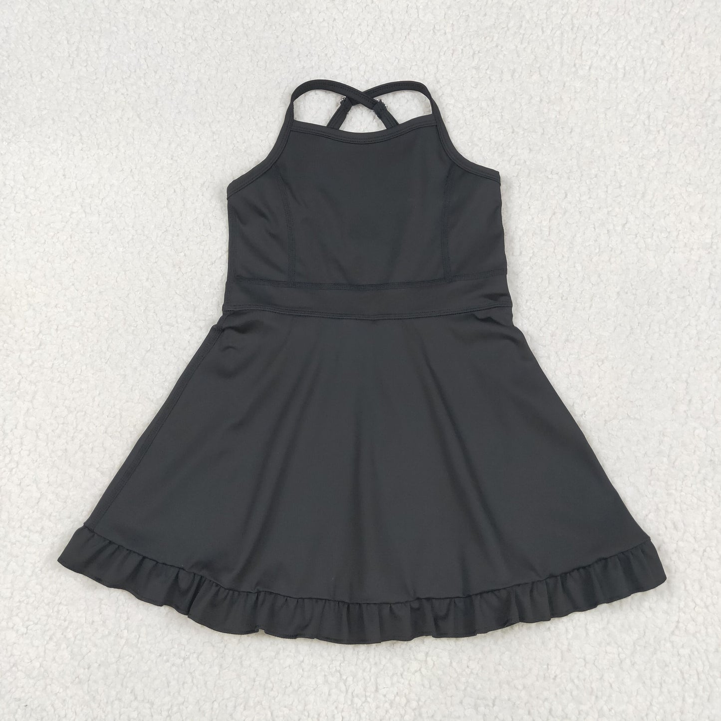 S0552 Girls Black Yoga Halter Dress & Swimming Wear RTS Free Shipping Over $100