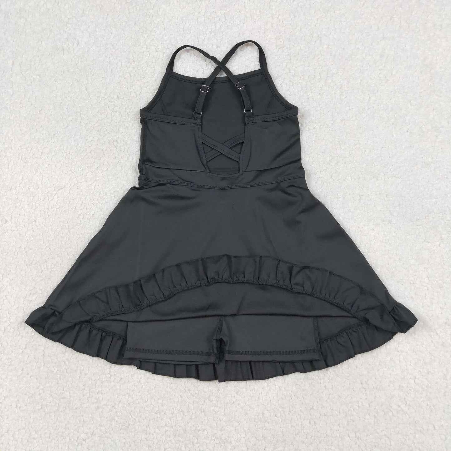 NEW S0552 Solid Black Ruffle Halter Dresses for Girls 202604 RTS